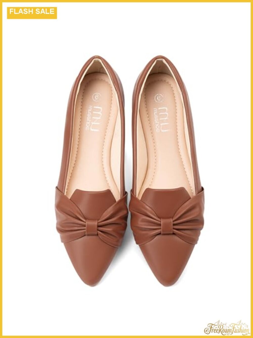 MUSSHOE Pointed Toe Flat Memory Foam Slip On Walking Shoes Casual